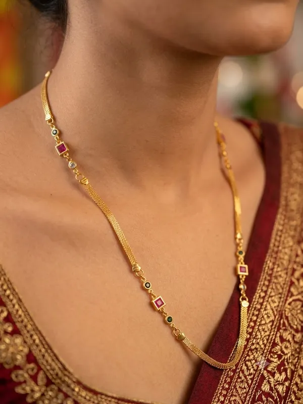 Elegant_Gold_Plated_Multicolor_Stone_Studded_Designer_Long_Chain_for_Women