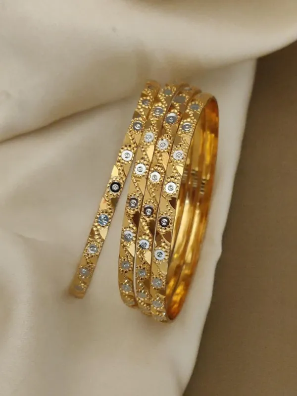 Gold_Plated_Fancy_Wave_Design_4_Pcs_Bangles_for_Women