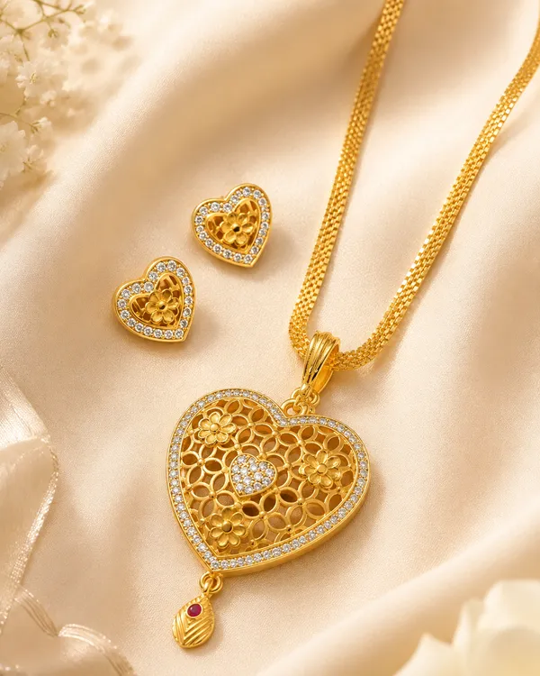 Elegant_Heart_Charm_Gold-Tone_Pendant_Necklace_&_Stud_Earrings_Set