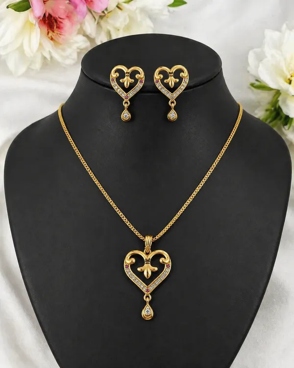 Elegant_Heart_Design_Gold-Plated_Pendant_Set_with_Matching_Earrings