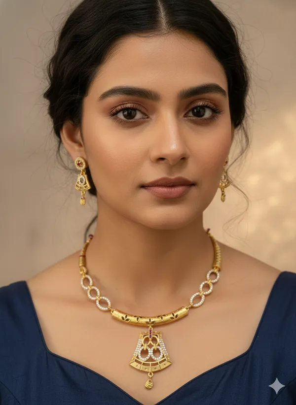 Elegant_Micro_Gold_Plated_AD_Diamond_Pendant_Necklace_Set_with_Matching_Earrings