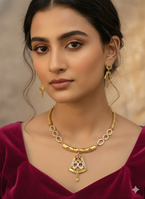 Elegant_Micro_Gold_Plated_AD_Diamond_Pendant_Necklace_Set_with_Matching_Earrings