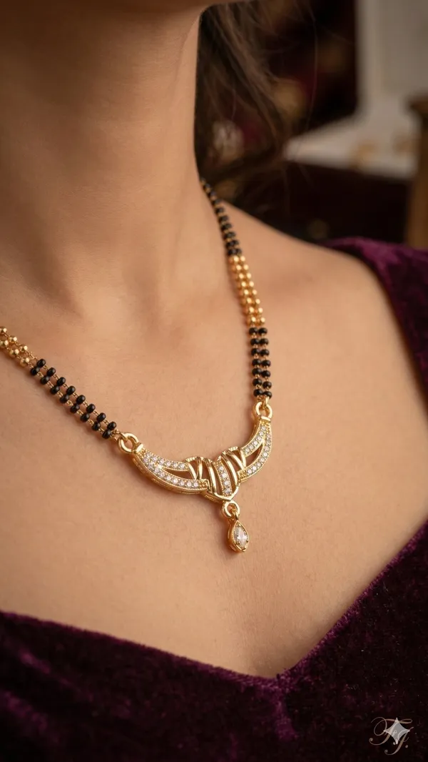 Elegant_Micro_Gold_Plated_Diamond_Studded_Mangalsutra_with_Dual_Bead_Chain_&_Drop_Pendant