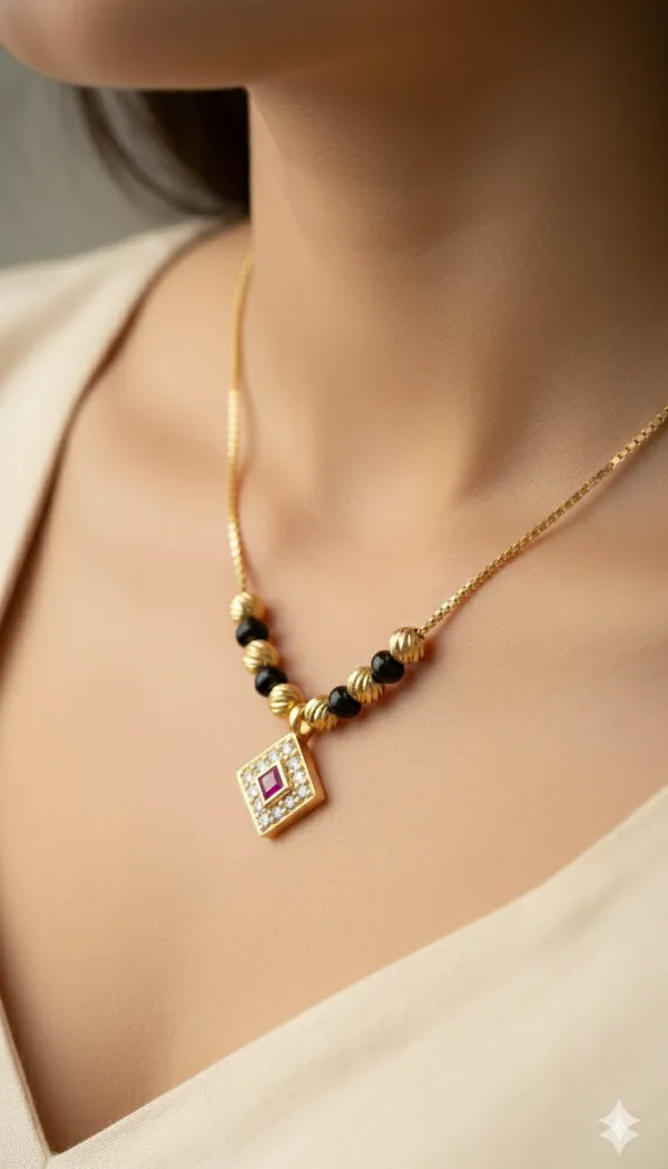 Elegant_Ruby_Square_Charm_Gold-Plated_Mangalsutra_Necklace