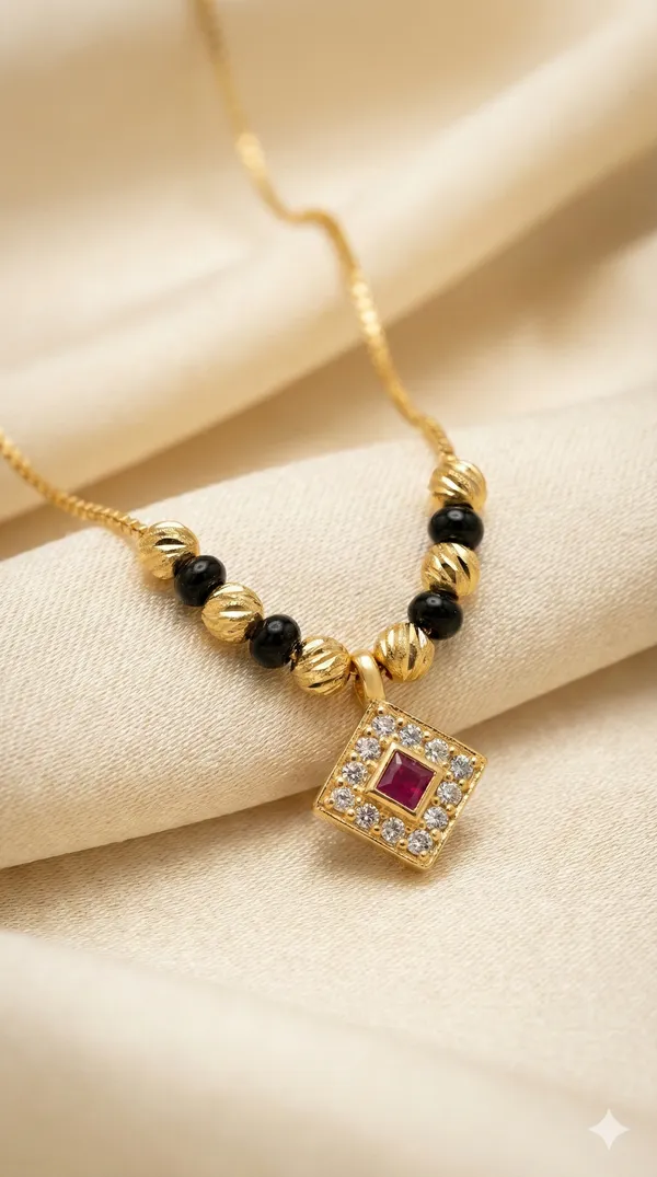 Elegant_Ruby_Square_Charm_Gold-Plated_Mangalsutra_Necklace