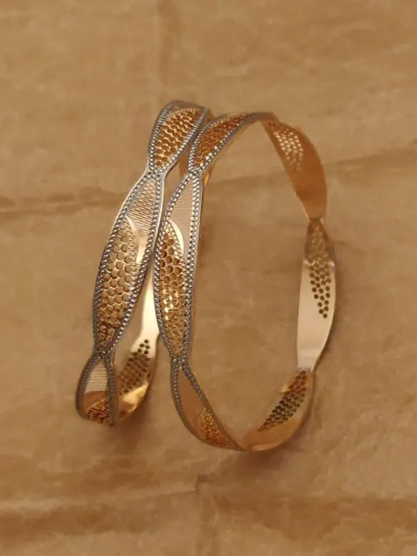 Cnc Two Tone Bangles Indian Jewelry Wholesale Gold CNC Bangles