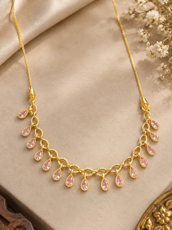 Golden_Blush_Teardrop_Charm_Necklace