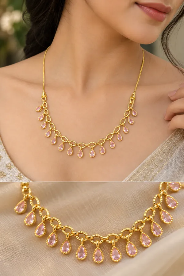 Golden_Blush_Teardrop_Charm_Necklace
