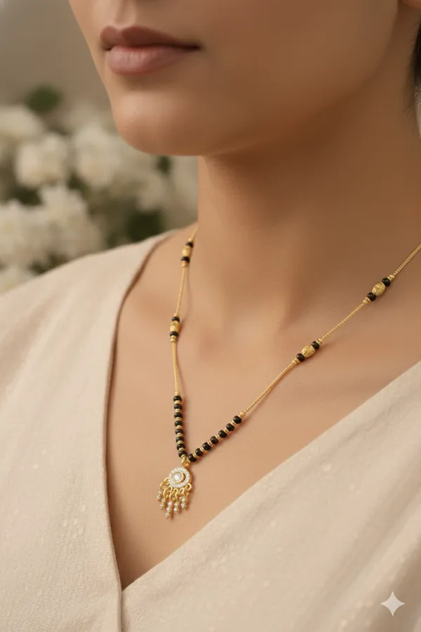 Graceful_Black_Gold_Plated_Bead_AD_Diamond_Pendant_Mangalsutra
