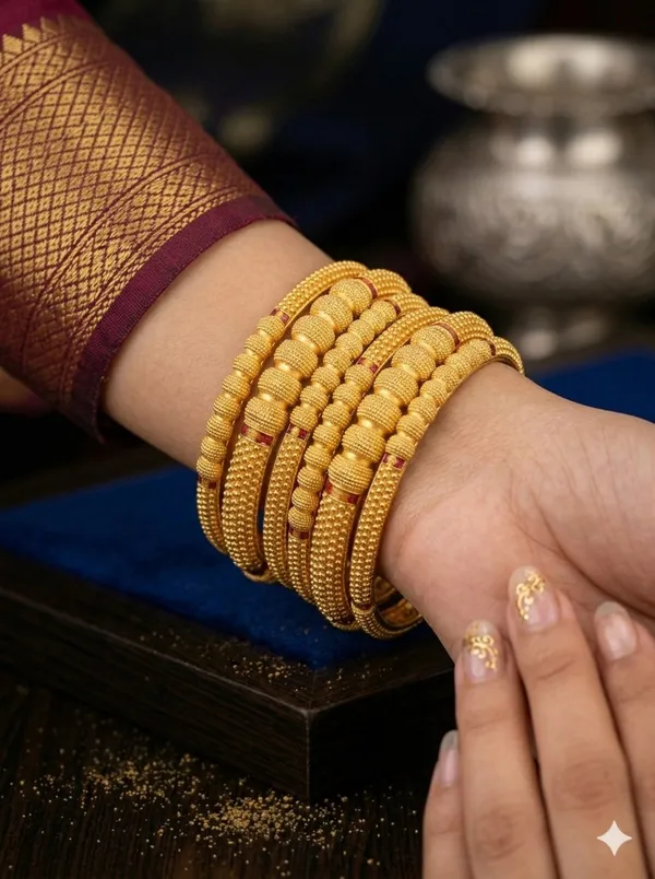 Heritage_Beaded_Elegance_Gold_Bangles_(Set_Of_6)