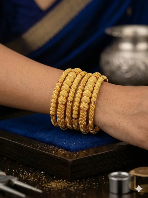 Heritage_Beaded_Elegance_Gold_Bangles_(Set_Of_6)