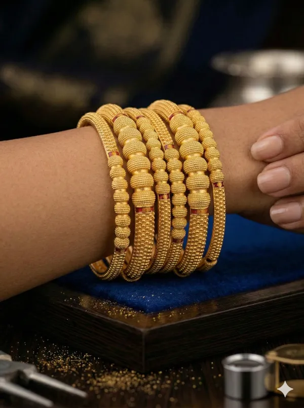 Heritage_Beaded_Elegance_Gold_Bangles_(Set_Of_6)