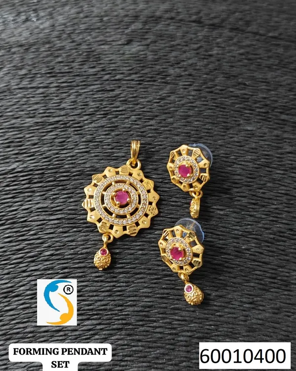 High_Gold_Plated_Stunning_American_Diamond_And_Pink_Diamond_Studded_Forming_Designer_Round_Pendant_Set