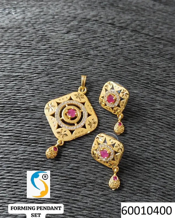 High_Gold_Plated_Stunning_American_Diamond_And_Pink_Diamond_Studded_Forming_Designer_Square_Pendant_Set