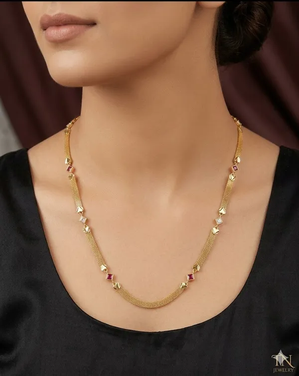 Designer_High_Gold_Plated_And_Diamond_Studded_Fancy_Long_Chain_-_30_Inches