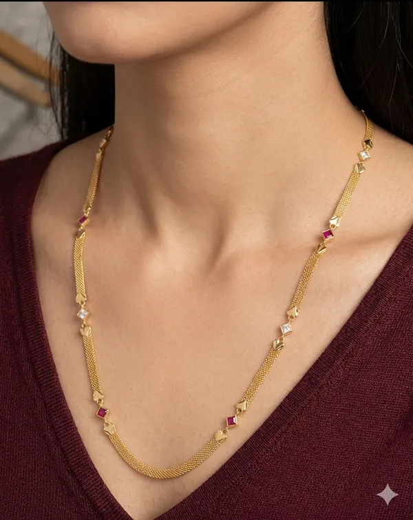Designer_High_Gold_Plated_And_Diamond_Studded_Fancy_Long_Chain_-_30_Inches