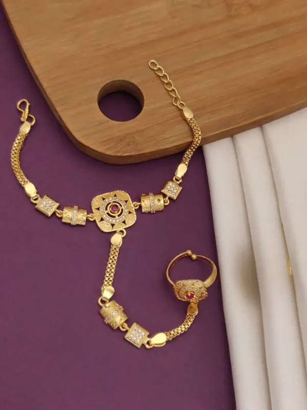 Combo_Of_American_Diamond_Studded_Beautiful_High_Gold_Plated_Handcuff_with_Adjustable_Ring_Combo
