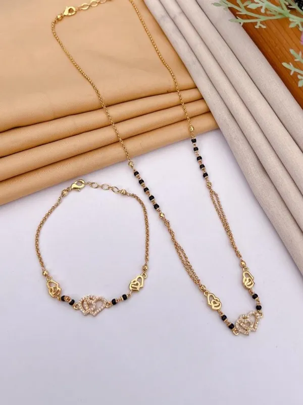 Designer_Gold_Plated_Heart_AD_Mangalsutra_&_Matching_Bracelet_Combo_for_Women_|