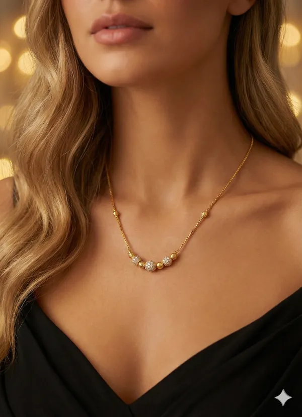 Micro_Gold_Plated_And_Diamond_Beaded_Chain_Necklace_For_Women