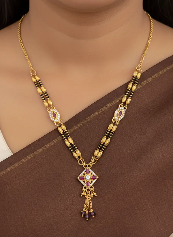 Micro_Gold_Plated_AD_Diamond_Square_Pendant_Mangalsutra_with_Ruby_Accents