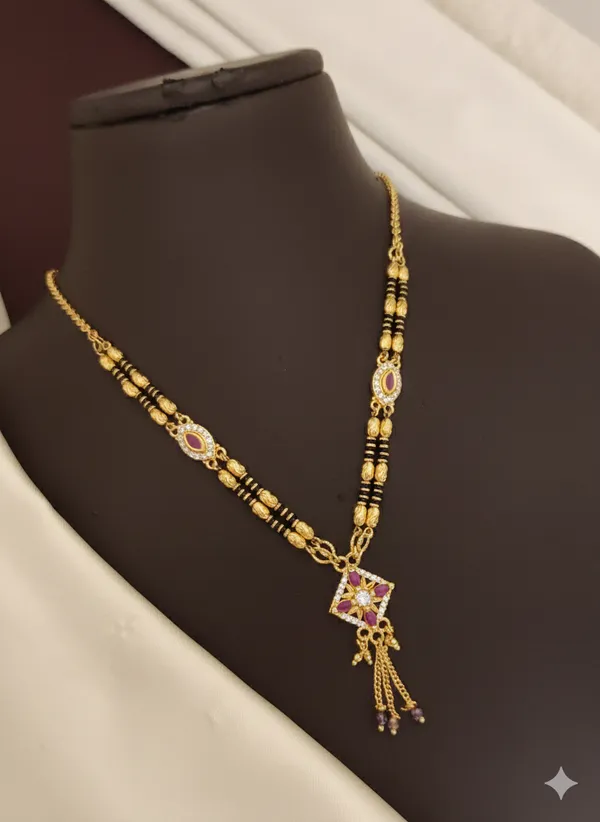 Micro_Gold_Plated_AD_Diamond_Square_Pendant_Mangalsutra_with_Ruby_Accents