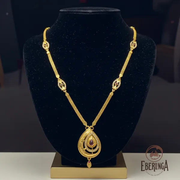 Micro_Gold_Plated_And_Diamond_Studded_Fancy_Oval_Pendant_Set_with_Chain
