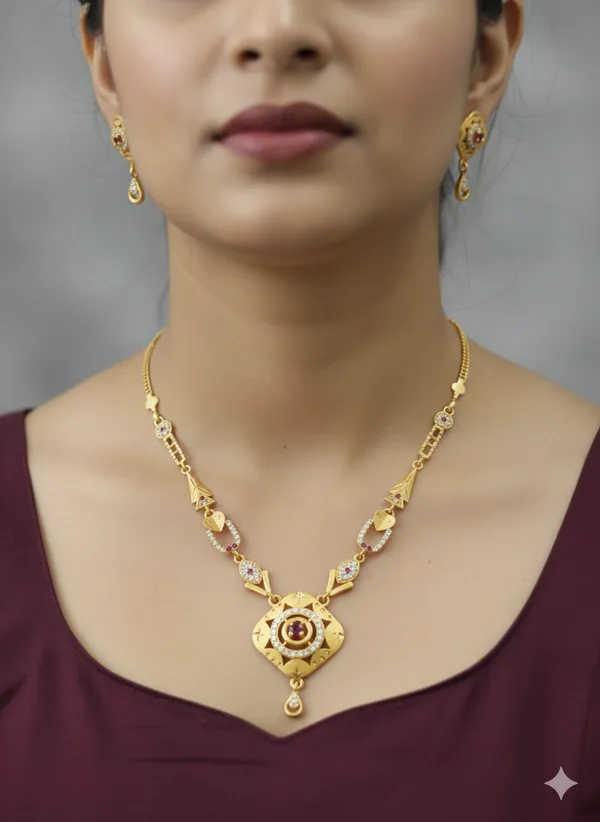Micro_Gold_Plated_AD_Diamond_Studded_Forming_Square_Necklace_with_Earrings_for_Women