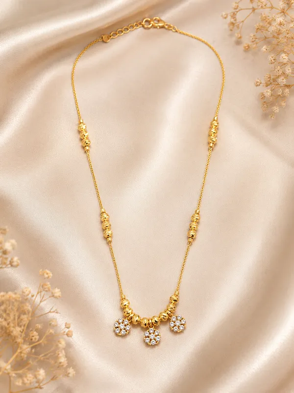 Micro_Gold_Plated_AD_Diamond_Studded_Triple_Floral_Drop_Ball_Chain_Necklace_for_Women_|_Elegant_Daily_Wear_Designer_Chain