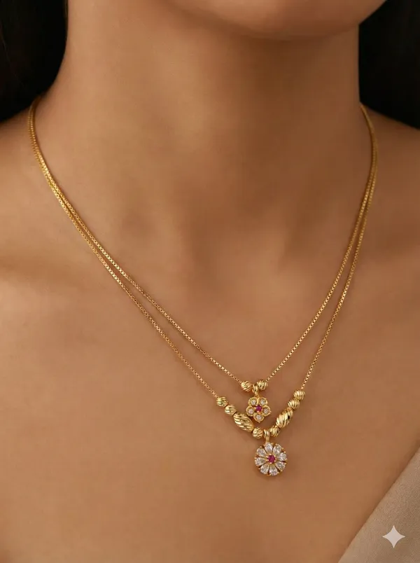 Micro_Gold_Plated_Dual_Layer_Floral_Pendant_Necklace_–_AD_Diamond_Studded_Elegant_Daily_Wear_Chain