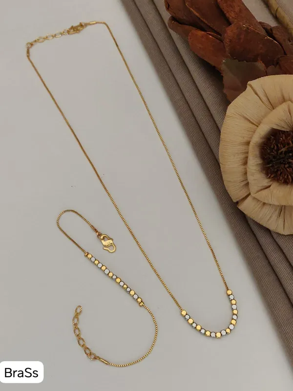 Micro_Gold_Plated_Dual-Tone_Beaded_Chain_&_Bracelet_Set