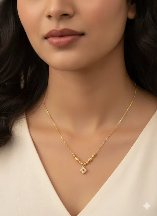 Micro_Gold_Plated_Beaded_Chain_with_Square_AD_Stone_Pendant_for_Women