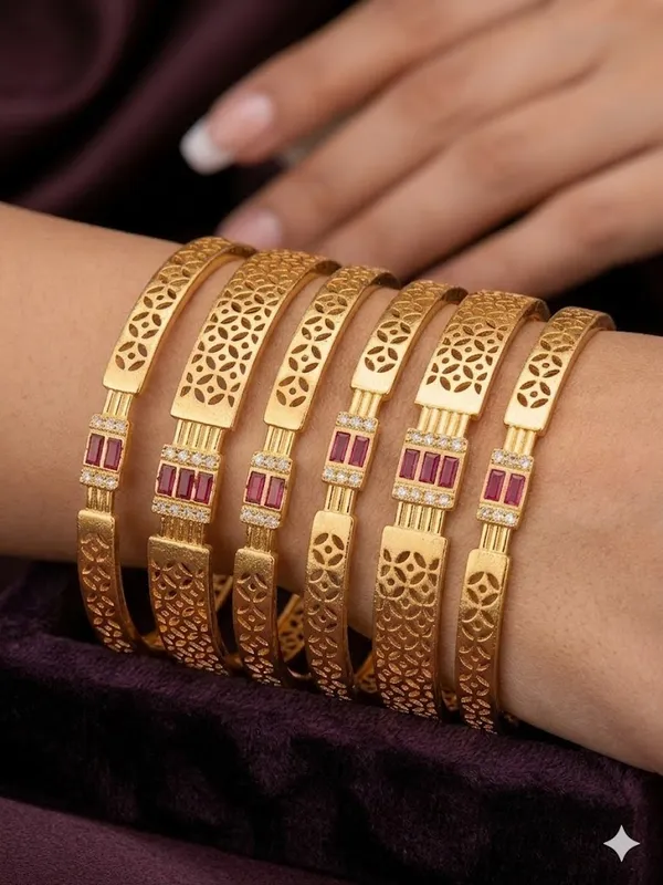Micro_Gold_Plated__Designer_And_Diamonds_6_Pcs_Bangles