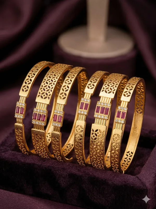 Micro_Gold_Plated__Designer_And_Diamonds_6_Pcs_Bangles