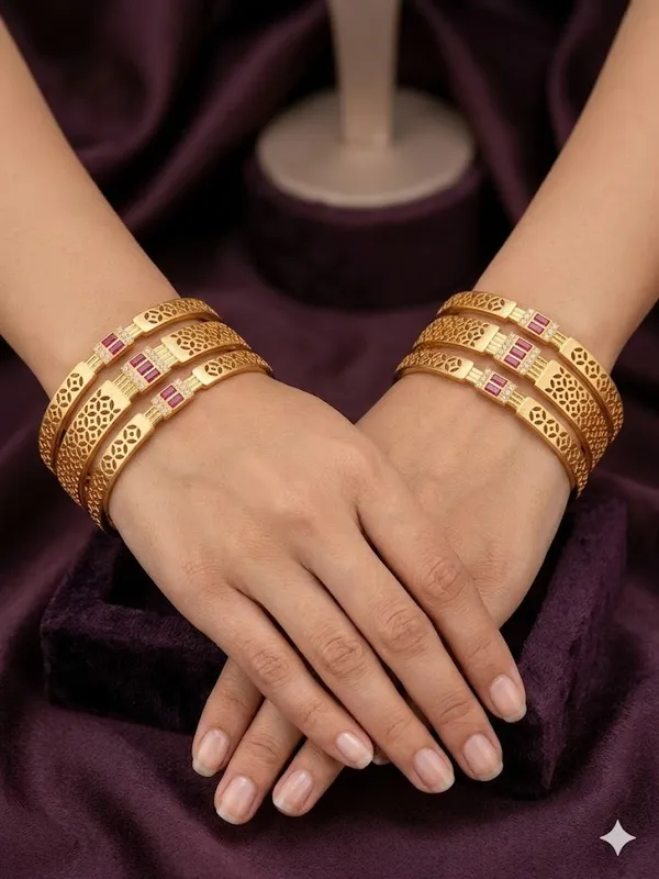 Micro_Gold_Plated__Designer_And_Diamonds_6_Pcs_Bangles