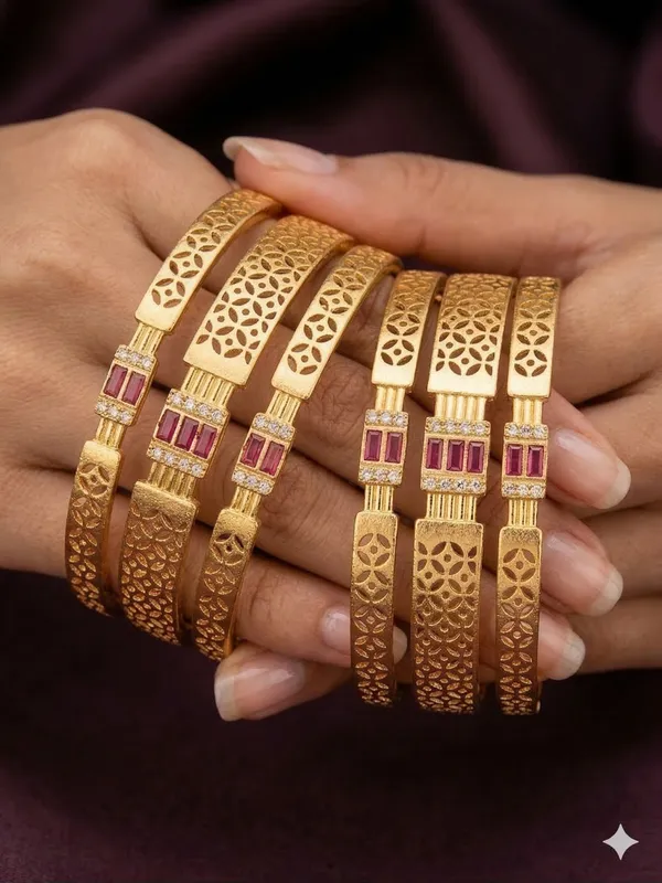 Micro_Gold_Plated__Designer_And_Diamonds_6_Pcs_Bangles