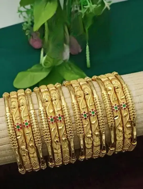 Micro_Gold_Plated_And_Meena_Work_Fancy_16_Pcs_Flower_Bangles_For_Women