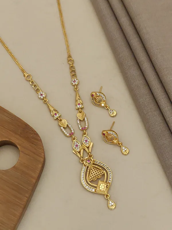 Micro_Gold_Plated_And_Diamond_Studded_Fancy_18_Inches_Forming_Necklace_With_Earrings_For_Women