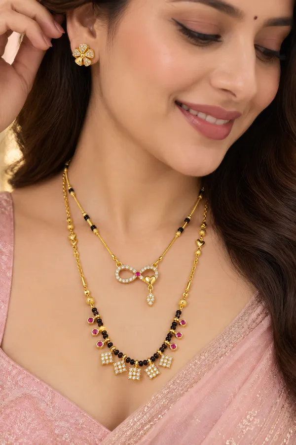 Premium_Gold_Plated_AD_Diamond_Studded_Double_Mangalsutra_&_Earrings_Set_with_Heart_&_Floral_Design