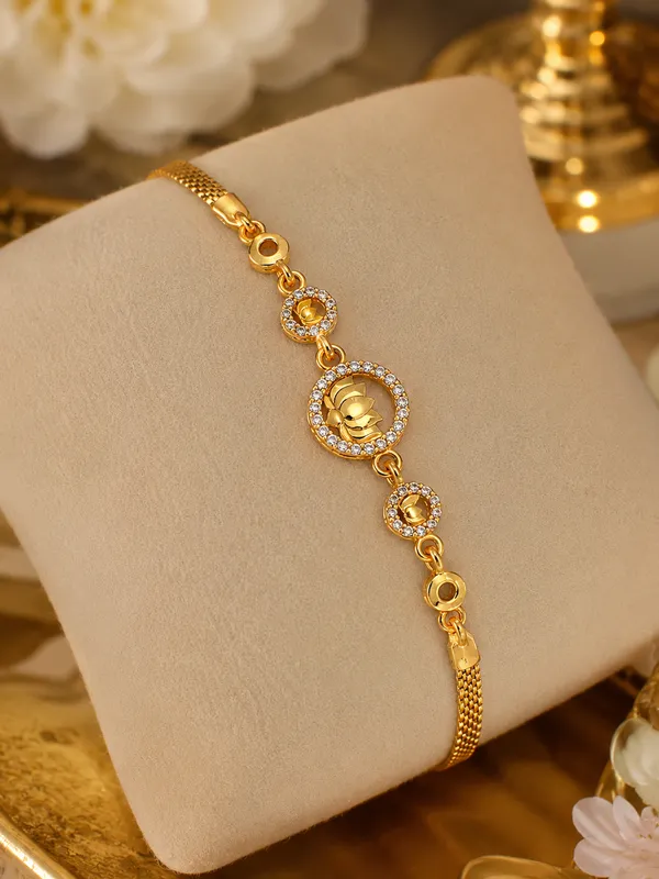 Premium_Gold_Plated_AD_Diamond_Studded_Lotus_Design_Bracelet