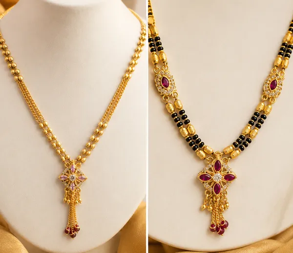 Premium_Gold_Plated_Fancy_Chain_&_Ruby_Stone_Mangalsutra_Combo_-_23_Inches