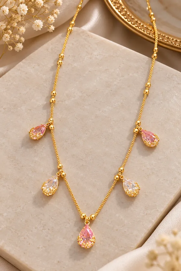 Premium_Gold_Plated_Pink_&_White_Stone_Drop_Fancy_Long_Necklace_for_Women