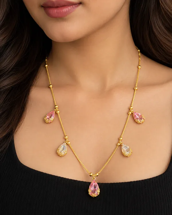 Premium_Gold_Plated_Pink_&_White_Stone_Drop_Fancy_Long_Necklace_for_Women