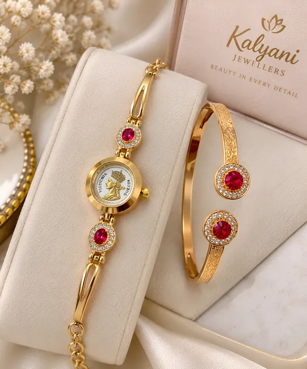 Premium_Gold_Plated_Ruby_Stone_Studded_Designer_Watch_&_Bracelet_Combo_Set_for_Women