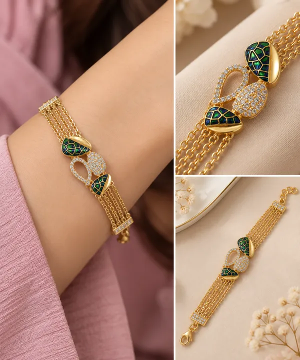 Premium_High_Gold_Plated_AD_Diamond_Studded_Green_Meenakari_Multi-Chain_Designer_Bracelet