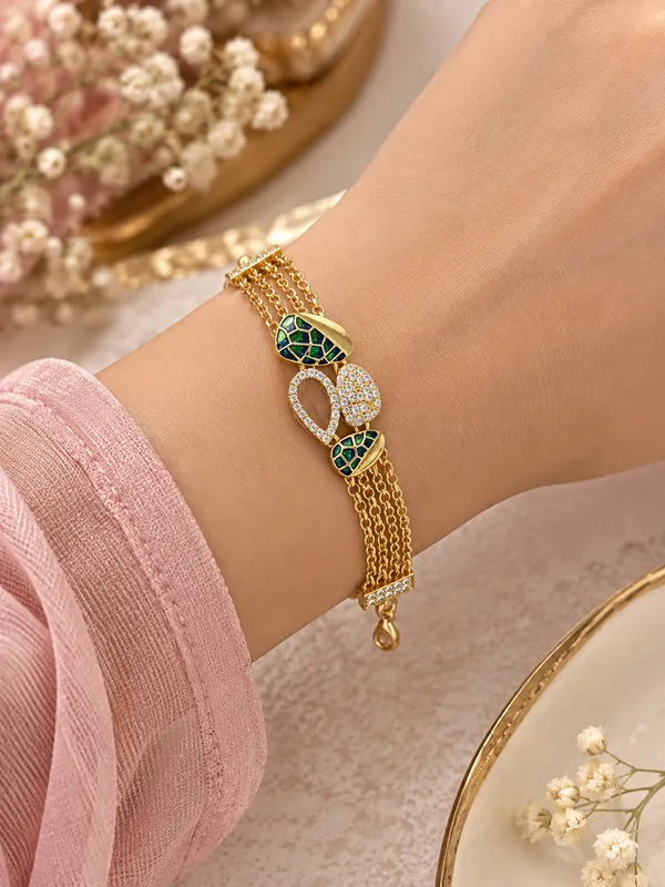 Premium_High_Gold_Plated_AD_Diamond_Studded_Green_Meenakari_Multi-Chain_Designer_Bracelet
