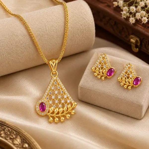 Premium_High_Gold_Plated_AD_Diamond_Studded_Ruby_Stone_Pendant_Necklace_Set_with_Matching_Earrings