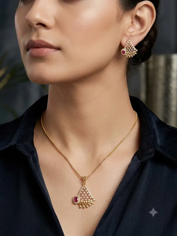 Premium_High_Gold_Plated_AD_Diamond_Studded_Ruby_Stone_Pendant_Necklace_Set_with_Matching_Earrings
