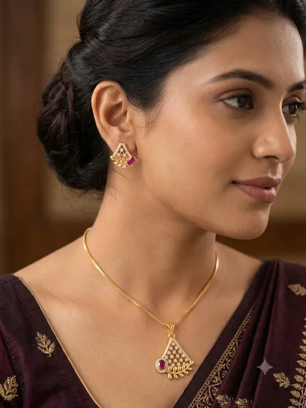 Premium_High_Gold_Plated_AD_Diamond_Studded_Ruby_Stone_Pendant_Necklace_Set_with_Matching_Earrings
