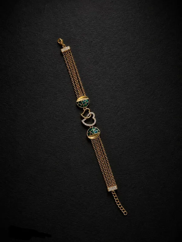 Premium_High_Gold_Plated_Green_Stone_&_AD_Diamond_Studded_Fancy_Chain_Bracelet