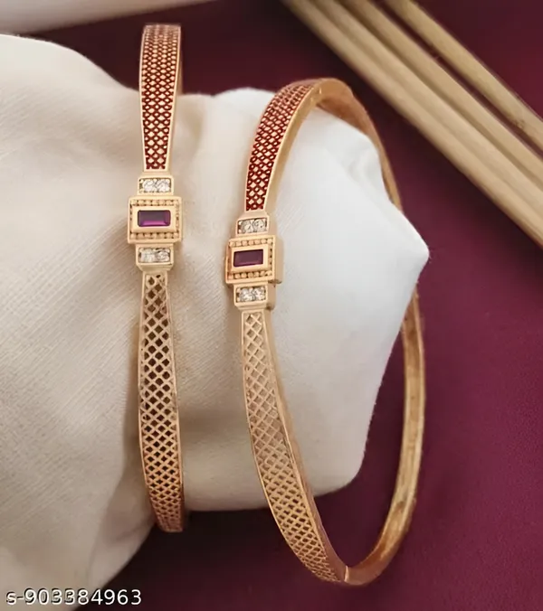 Premium_High_Gold_Plated_Ruby_Stone_Studded_Designer_Bangle_Set
